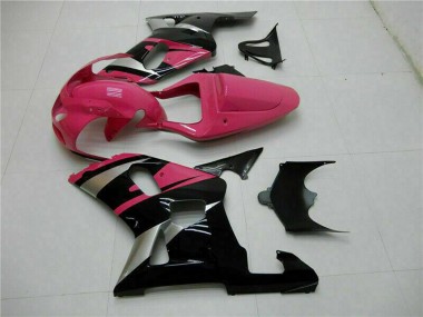 Erschwingliche Suzuki GSXR 600/750 Motorrad Verkleidung 2001-2003 - Rosa Silber Glanzendes Schwarz