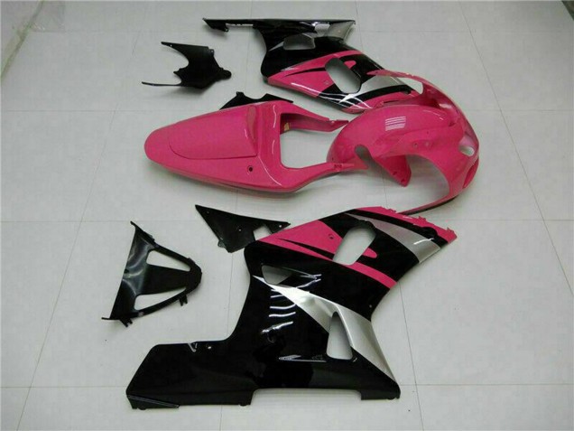 Erschwingliche Suzuki GSXR 600/750 Motorrad Verkleidung 2001-2003 - Rosa Silber Glanzendes Schwarz