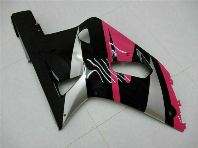 Erschwingliche Suzuki GSXR 600/750 Motorrad Verkleidung 2001-2003 - Rosa Silber Glanzendes Schwarz