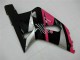 Erschwingliche Suzuki GSXR 600/750 Motorrad Verkleidung 2001-2003 - Rosa Silber Glanzendes Schwarz