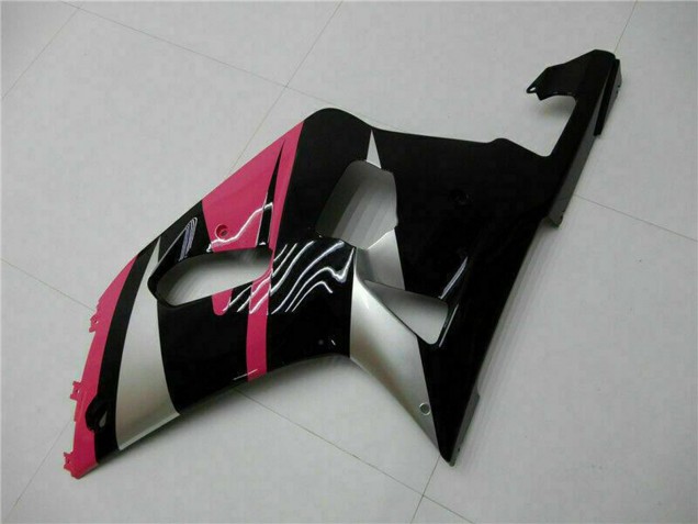 Erschwingliche Suzuki GSXR 600/750 Motorrad Verkleidung 2001-2003 - Rosa Silber Glanzendes Schwarz