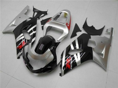 Erschwingliche Suzuki GSXR 600/750 Motorrad Verkleidung 2001-2003 - Silber Glanzendes Schwarz Rot