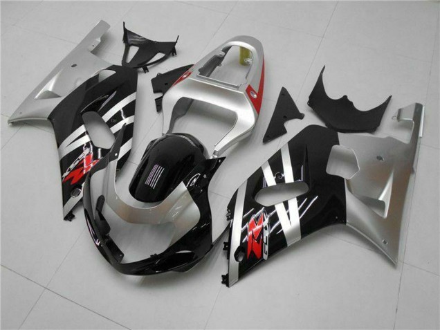 Erschwingliche Suzuki GSXR 600/750 Motorrad Verkleidung 2001-2003 - Silber Glanzendes Schwarz Rot