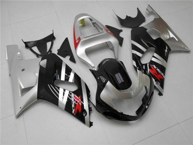 Erschwingliche Suzuki GSXR 600/750 Motorrad Verkleidung 2001-2003 - Silber Glanzendes Schwarz Rot