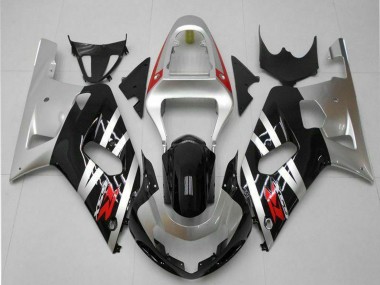Erschwingliche Suzuki GSXR 600/750 Motorrad Verkleidung 2001-2003 - Silber Glanzendes Schwarz Rot