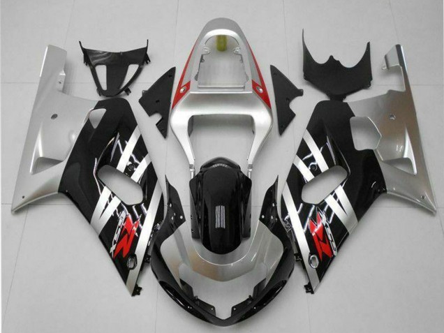 Erschwingliche Suzuki GSXR 600/750 Motorrad Verkleidung 2001-2003 - Silber Glanzendes Schwarz Rot