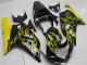 Erschwingliche Suzuki GSXR 600/750 Motorrad Verkleidung 2001-2003 - Glanzendes Schwarz Gelb Flamme