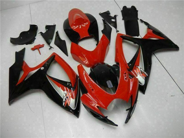 Erschwingliche Suzuki GSXR 600/750 Motorrad Verkleidung 2006-2007 - Rot Glanzendes Schwarz