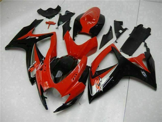 Erschwingliche Suzuki GSXR 600/750 Motorrad Verkleidung 2006-2007 - Rot Glanzendes Schwarz