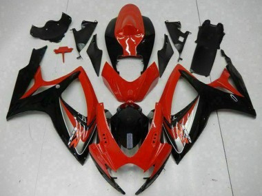 Erschwingliche Suzuki GSXR 600/750 Motorrad Verkleidung 2006-2007 - Rot Glanzendes Schwarz