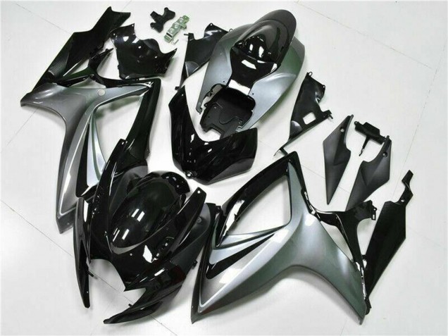Erschwingliche Suzuki GSXR 600/750 Motorrad Verkleidung 2006-2007 - Silber Glanzendes Schwarz