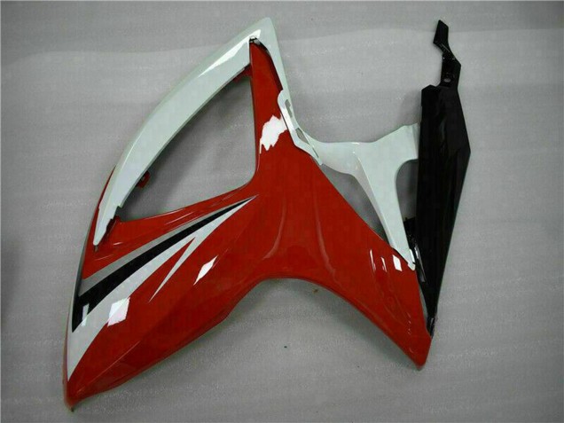 Erschwingliche Suzuki GSXR 600/750 Motorrad Verkleidung 2006-2007 - Weiss Rot Glanzendes Schwarz Streifen