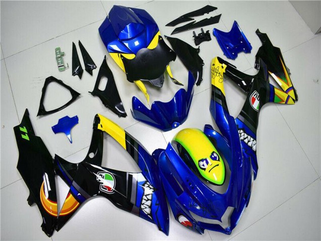 Erschwingliche Suzuki GSXR 600/750 Motorrad Verkleidung 2008-2010 - Blau Gelb Hai