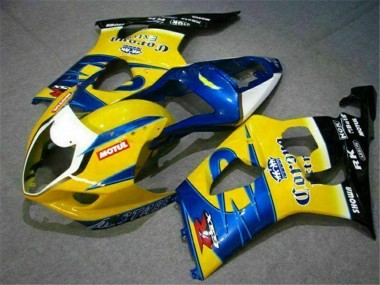 Erschwingliche Suzuki GSXR 1000 Motorrad Verkleidung 2003-2004 - Gelb Blau Weiss Rot Corona Motul