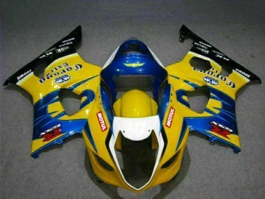 Erschwingliche Suzuki GSXR 1000 Motorrad Verkleidung 2003-2004 - Gelb Blau Weiss Rot Corona Motul