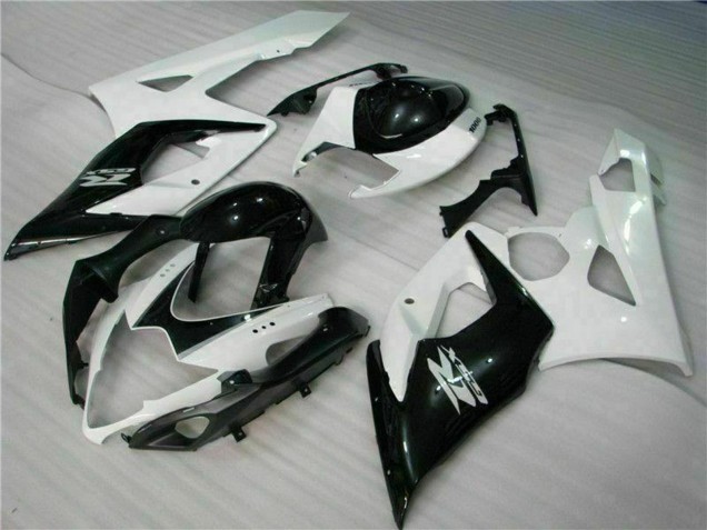 Erschwingliche Suzuki GSXR 1000 Motorrad Verkleidung 2005-2006 - Weiss Glanzendes Schwarz