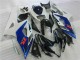 Erschwingliche Suzuki GSXR 1000 Motorrad Verkleidung Kit 2005-2006 - Weiss Blau Glanzendes Schwarz