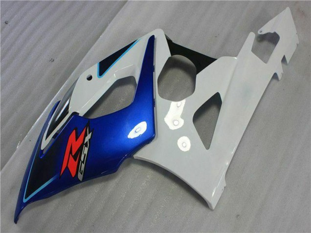 Erschwingliche Suzuki GSXR 1000 Motorrad Verkleidung Kit 2005-2006 - Weiss Blau Glanzendes Schwarz