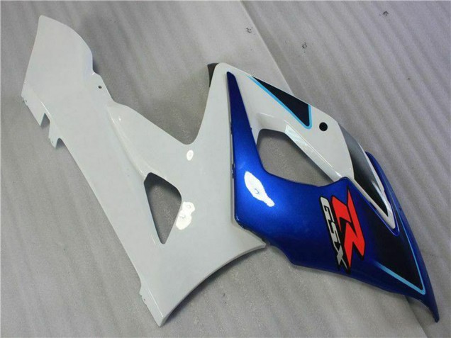 Erschwingliche Suzuki GSXR 1000 Motorrad Verkleidung Kit 2005-2006 - Weiss Blau Glanzendes Schwarz