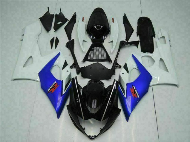 Erschwingliche Suzuki GSXR 1000 Motorrad Verkleidung 2005-2006 - Weiss Blau Glanzendes Schwarz