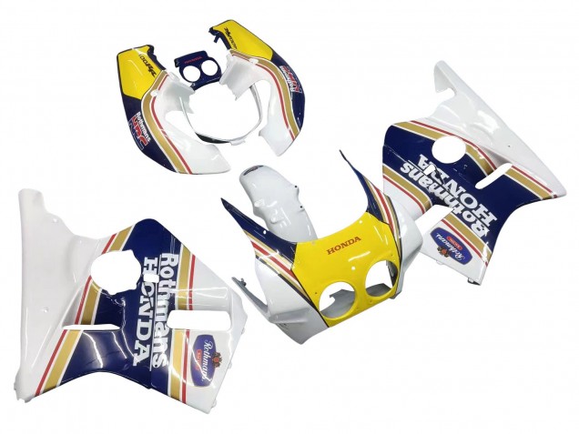 Erschwingliche Honda CBR400RR NC23 Motorrad Verkleidung 1987-1989 - Weiss Gelb Blau Rothmans