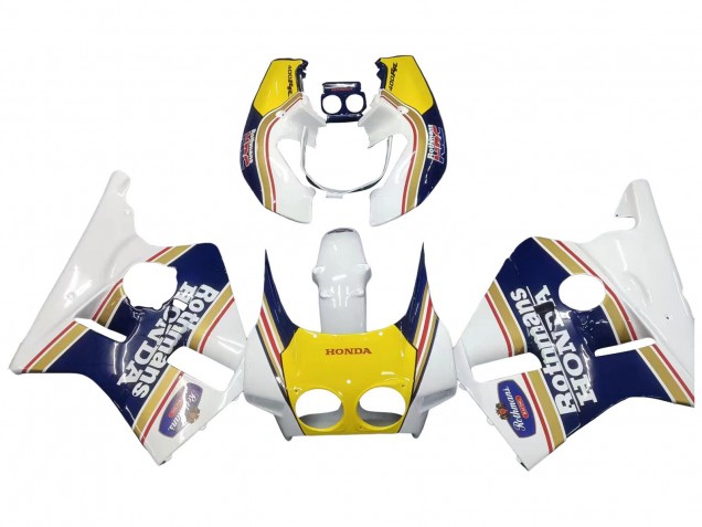 Erschwingliche Honda CBR400RR NC23 Motorrad Verkleidung 1987-1989 - Weiss Gelb Blau Rothmans