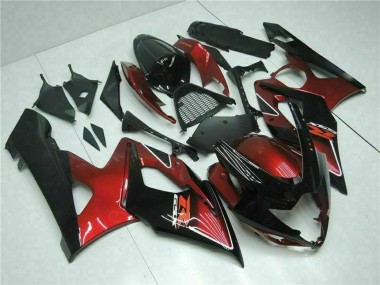 Erschwingliche Suzuki GSXR 1000 Motorrad Verkleidung 2005-2006 - Rot Glanzendes Schwarz