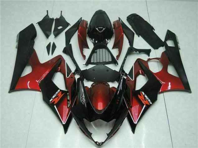 Erschwingliche Suzuki GSXR 1000 Motorrad Verkleidung 2005-2006 - Rot Glanzendes Schwarz