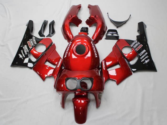 Erschwingliche Honda CBR400RR NC29 Motorrad Verkleidung 1990-1999 - Rot Glanzendes Schwarz