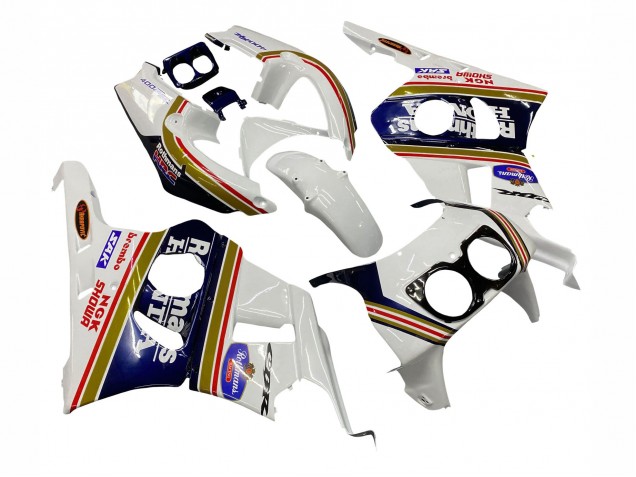 Erschwingliche Honda CBR400RR NC29 Motorrad Verkleidung 1990-1999 - Weiss Gold Rot Dunkel Blau Rothmans