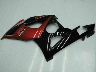 Erschwingliche Suzuki GSXR 1000 Motorrad Verkleidung 2005-2006 - Rot Silber Glanzendes Schwarz