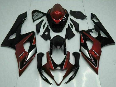 Erschwingliche Suzuki GSXR 1000 Motorrad Verkleidung 2005-2006 - Rot Silber Glanzendes Schwarz