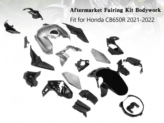Erschwingliche Honda CB650R Motorrad Verkleidung 2019-2022 - Silber Schwarz