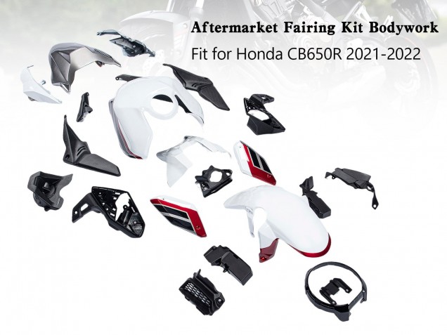 Erschwingliche Honda CB650R Motorrad Verkleidung 2019-2022 - Weiss Schwarz Rot