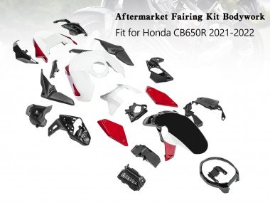 Erschwingliche Honda CB650R Motorrad Verkleidung 2019-2022 - Schwarz Rot Weiss