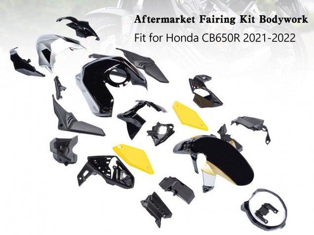 Erschwingliche Honda CB650R Motorrad Verkleidung 2019-2022 - Schwarz Gelb