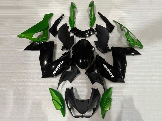 Erschwingliche Kawasaki Z250/Z300 Motorrad Verkleidung 2015-2016 - Grun Glanzendes Schwarz