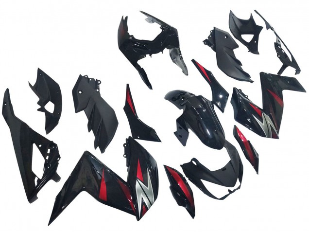 Erschwingliche Kawasaki Z250/Z300 Motorrad Verkleidung 2015-2016 - Glanzendes Schwarz Rot Silber