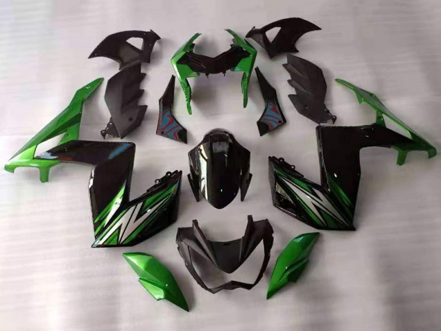 Erschwingliche Kawasaki Z250/Z300 Motorrad Verkleidung 2015-2016 - Grun Schwarz Weiss