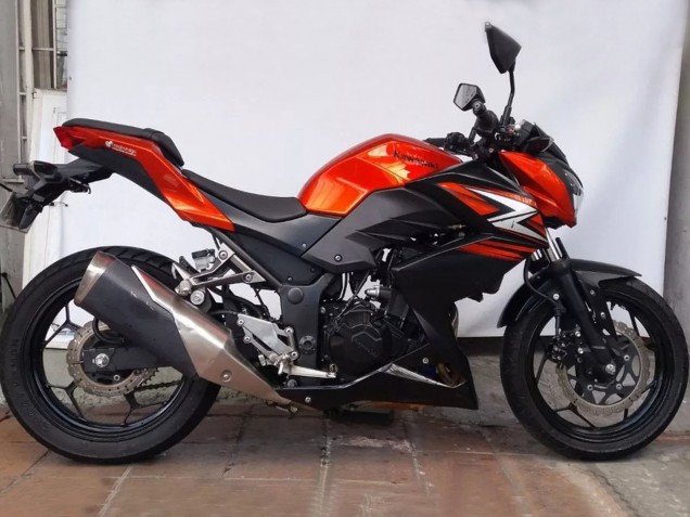 Erschwingliche Kawasaki Z250/Z300 Motorrad Verkleidung 2015-2016 - Orange Rot Matt Schwarz