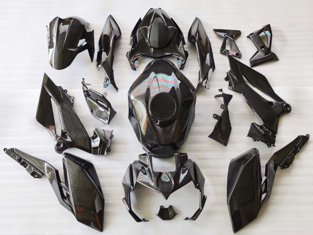 Erschwingliche Kawasaki Z400 Motorrad Verkleidung 2018-2024 - Schwarze Carbonfaser