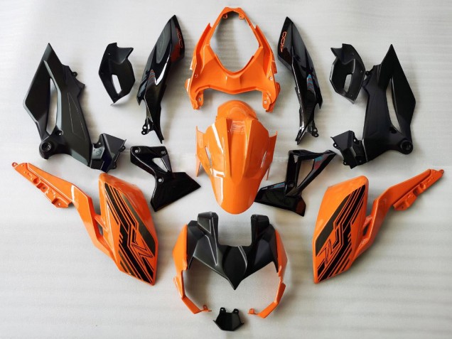 Erschwingliche Kawasaki Z400 Motorrad Verkleidung 2018-2024 - Orange Glanzendes Schwarz