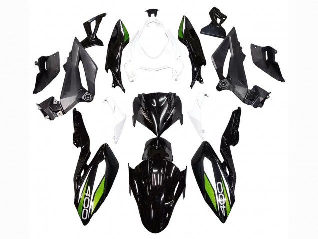 Erschwingliche Kawasaki Z400 Motorrad Verkleidung 2018-2024 - Weiss Glanzendes Schwarz Grun