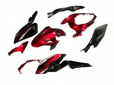 Erschwingliche Kawasaki Z400 Motorrad Verkleidung 2018-2024 - Bonbon Rot Glanzendes Schwarz