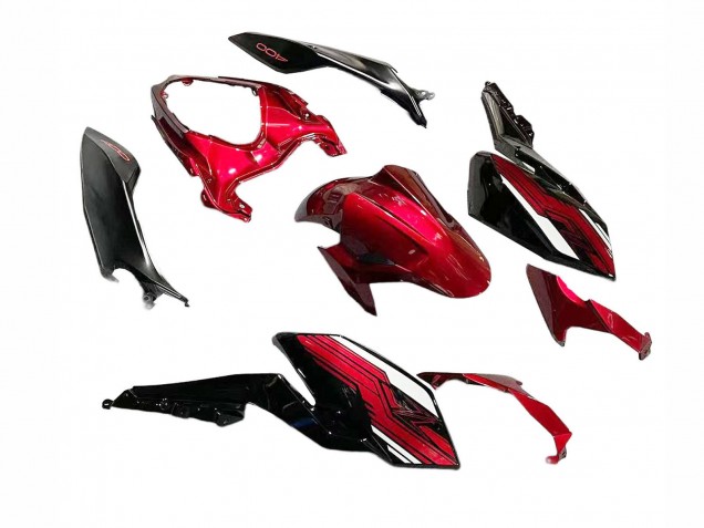 Erschwingliche Kawasaki Z400 Motorrad Verkleidung 2018-2024 - Bonbon Rot Glanzendes Schwarz