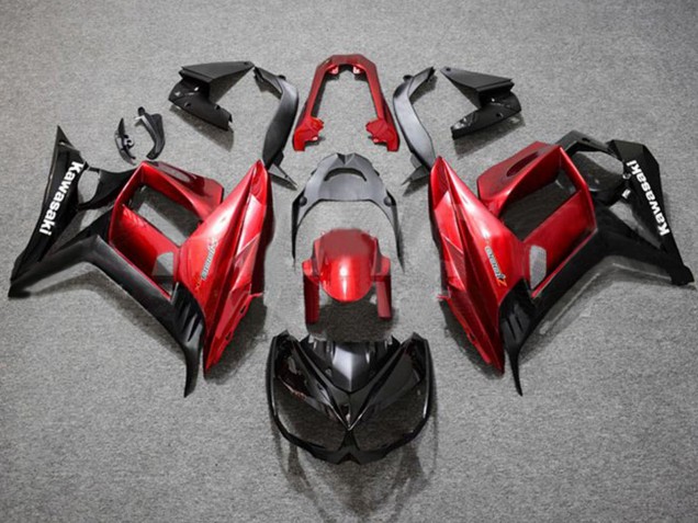 Erschwingliche Kawasaki Z1000SX Motorrad Verkleidung 2010-2016 - Rot Glanzendes Schwarz
