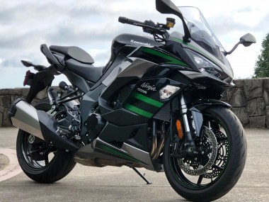Erschwingliche Kawasaki Z1000SX Motorrad Verkleidung 2020-2025 - Schwarz mit Grunen Linien Ninja