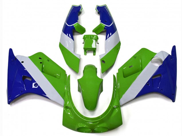 Erschwingliche Kawasaki ZXR250 Motorrad Verkleidung 1989-1990 - Grun Weiss Blau