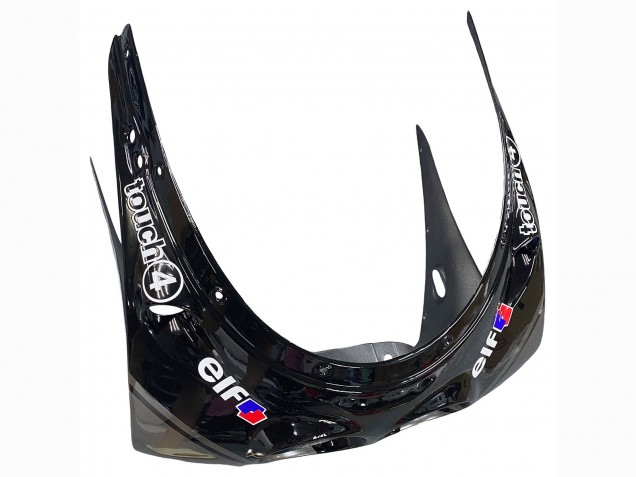 Erschwingliche Kawasaki ZXR250 Motorrad Verkleidung 1989-1990 - Glanzendes Schwarz Grau Elf Touch4 Bridgestone