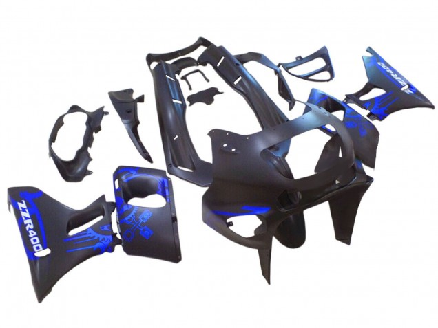Erschwingliche Kawasaki ZZR400 Motorrad Verkleidung 1993-2007 - Matt Schwarz Blau